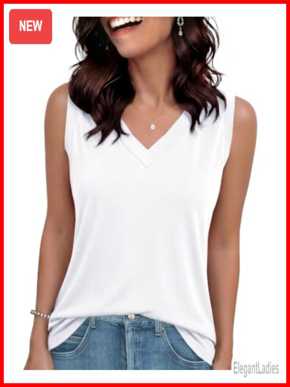 GAYHAY Women's Loose Fit V-Neck Sleeveless Tank Top Summer Shirt